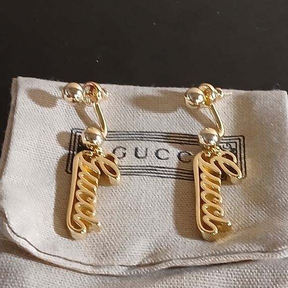 Authentic Vintage Gucci Logo Drop Earrings - Picture 6 of 8